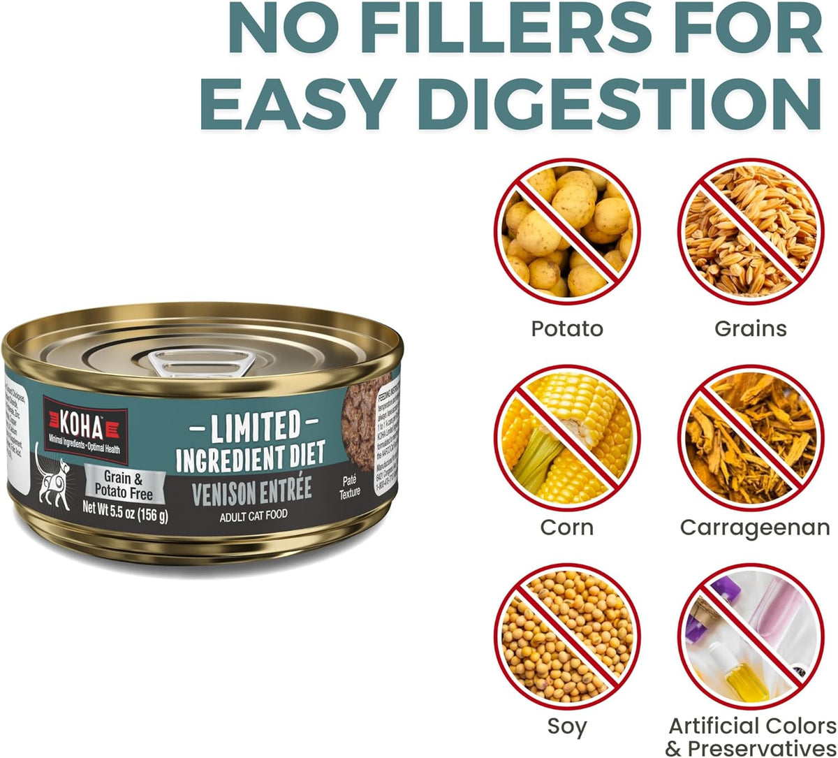KOHA Limited Ingredient Diet Venison Paté for Cats - Single Meat Cat Food for Sensitive Stomachs