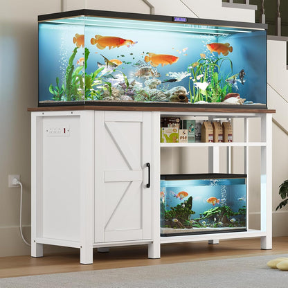 55-75 Gallon Fish Tank Stand with Power Outlet & Adjustable Shelf, Heavy Duty Aquarium Stand with
