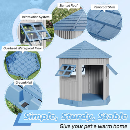 Durable Dog House Indoor Outdoor for Small Medium Dogs, Weatherproof Puppy Shelter with Elevated