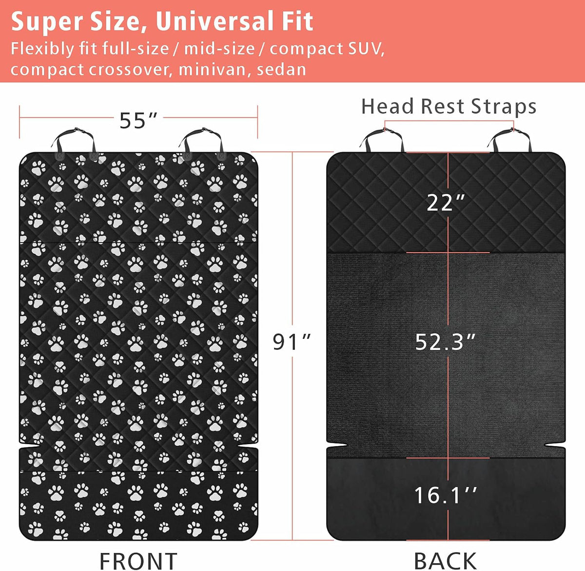 F-color SUV Cargo Liner for Dogs, Water Resistant Pet Cargo Cover Dog Seat Cover Mat for SUVs