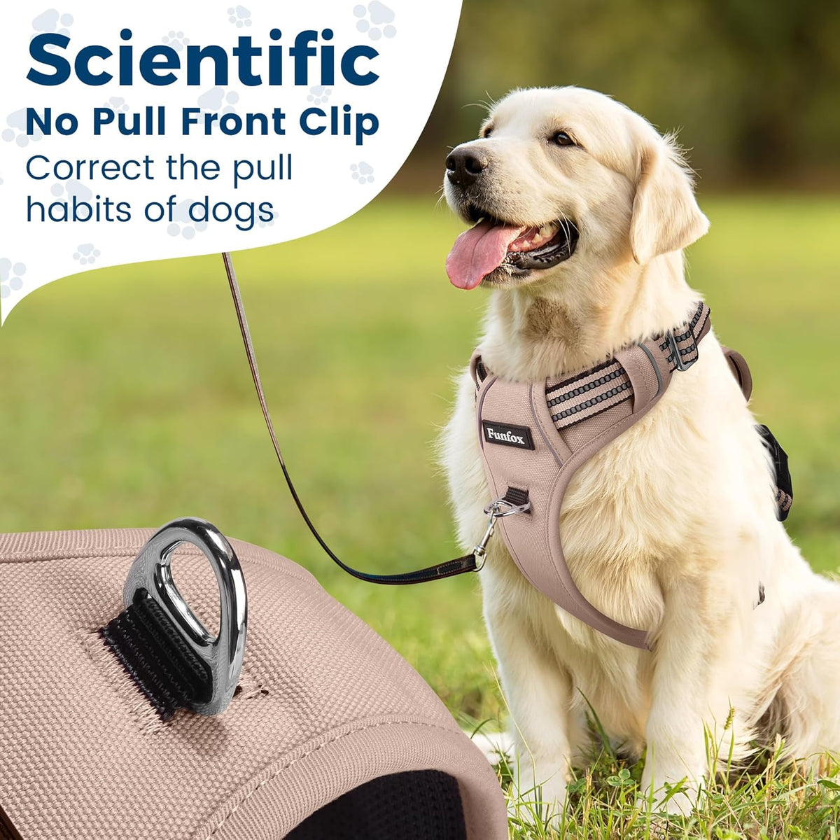 Funfox Dog Harness No Pull, Adjustable Pet Vest Harness, Super Soft Material with Vertical Handle