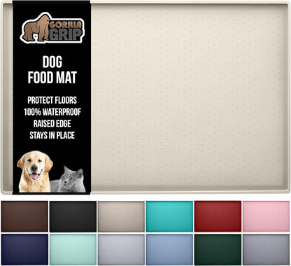 GORILLA GRIP 100% Waterproof Raised Edge BPA Free Silicone Pet Feeding Mat, Dog Cat Food Mats