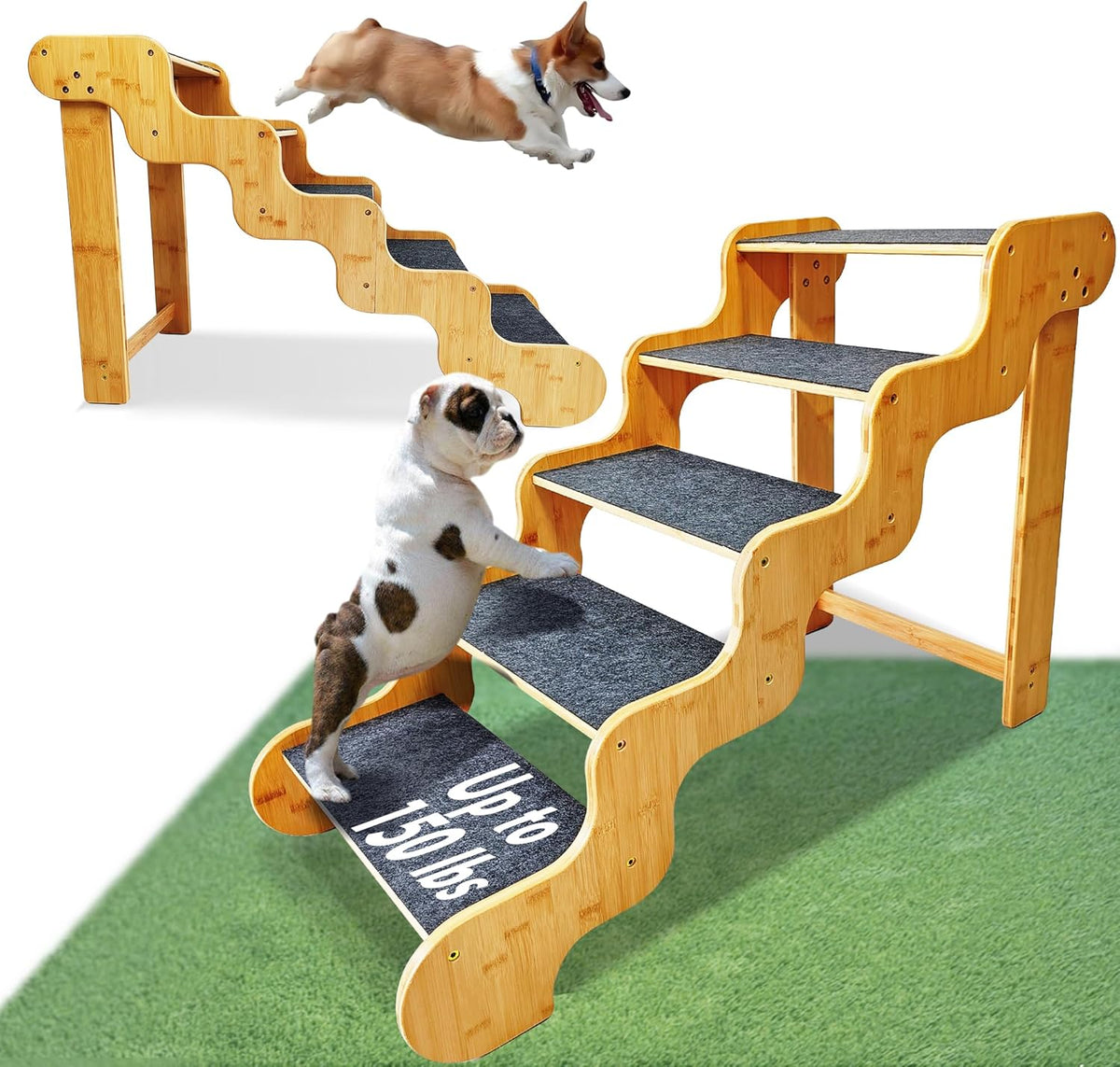 Dog Steps for Bed,24 Inches 5 Step Dog Stairs for Senior Pets to Get On 30 Inches High