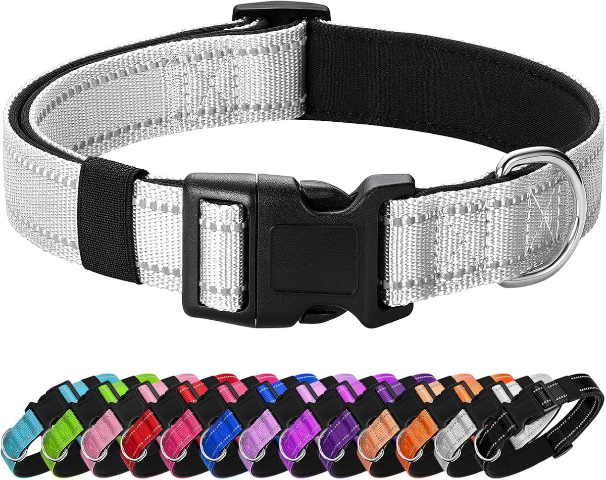 Reflective Dog Collar Padded with Soft Neoprene Breathable Quick Release Basic Dog Collars for