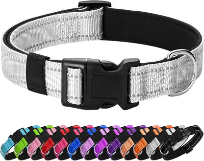 Reflective Dog Collar Padded with Soft Neoprene Breathable Quick Release Basic Dog Collars for