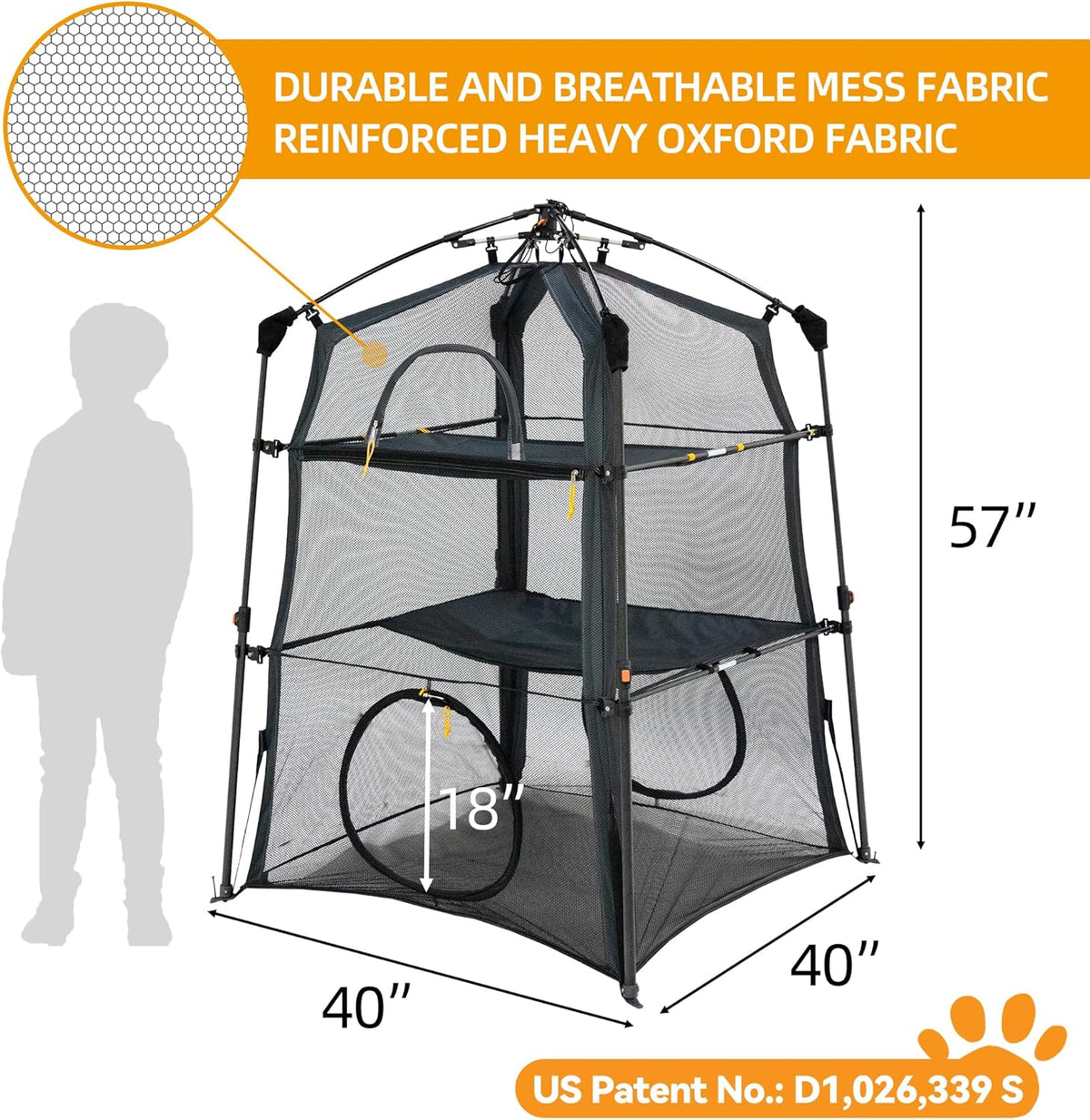 X-Large Catio Outdoor Cat Enclosure and Cat Tower Tent for Indoors and Outdoor,3 Tier Spacious Cat