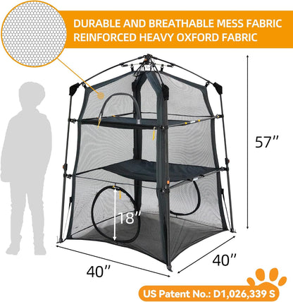X-Large Catio Outdoor Cat Enclosure and Cat Tower Tent for Indoors and Outdoor,3 Tier Spacious Cat