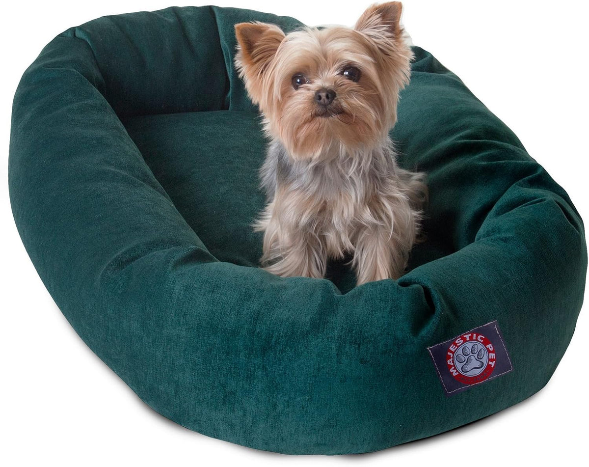 Majestic Pet 32 Inch Micro Velvet Calming Dog Bed Washable 32x23x7 (inch) – Cozy Soft Round Donut