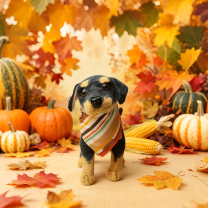 Realeaf Thanksgiving Dog Bandanas 2 Pack,Turkey Pumpkins Fall Stripe Pet Scarf for Boy and Girl