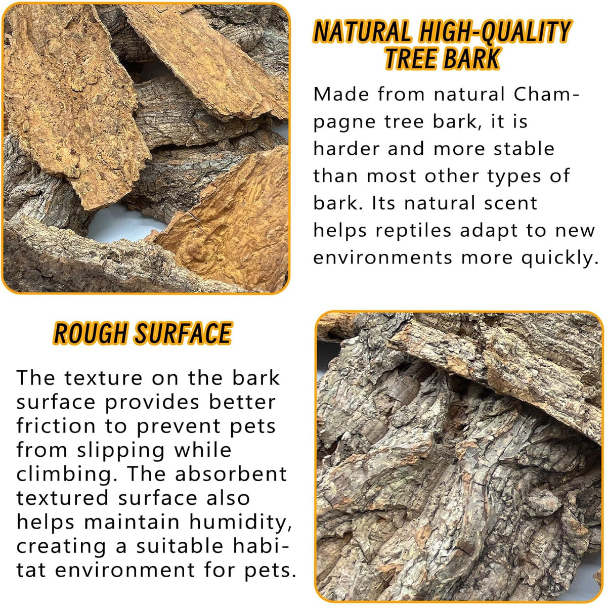 BNOSDM Reptile Terrarium Bark Substrate Bedding Tortoise Natural Cork Bark Reptile Climbing Mat