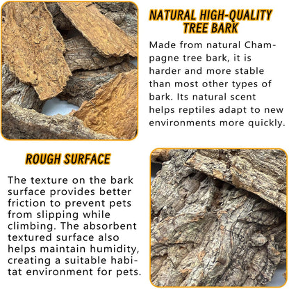 BNOSDM Reptile Terrarium Bark Substrate Bedding Tortoise Natural Cork Bark Reptile Climbing Mat