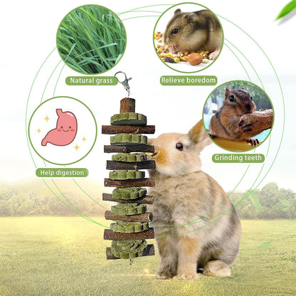 PINVNBY Bunny Chew Toys for Teeth Natural Organic Fruitwood Rabbits Cage Molar Sticks for