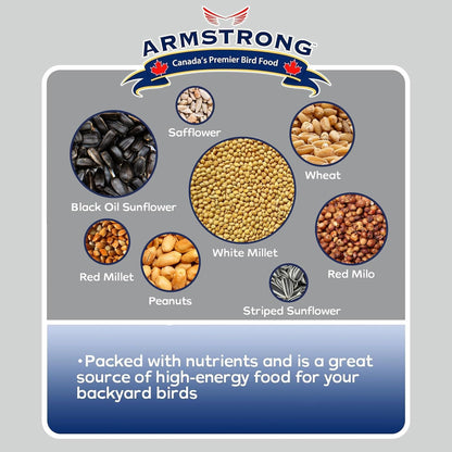 Armstrong Wild Bird Food Premium Blend, 14.3 Pounds - with White Millet, Black Oil Sunflower