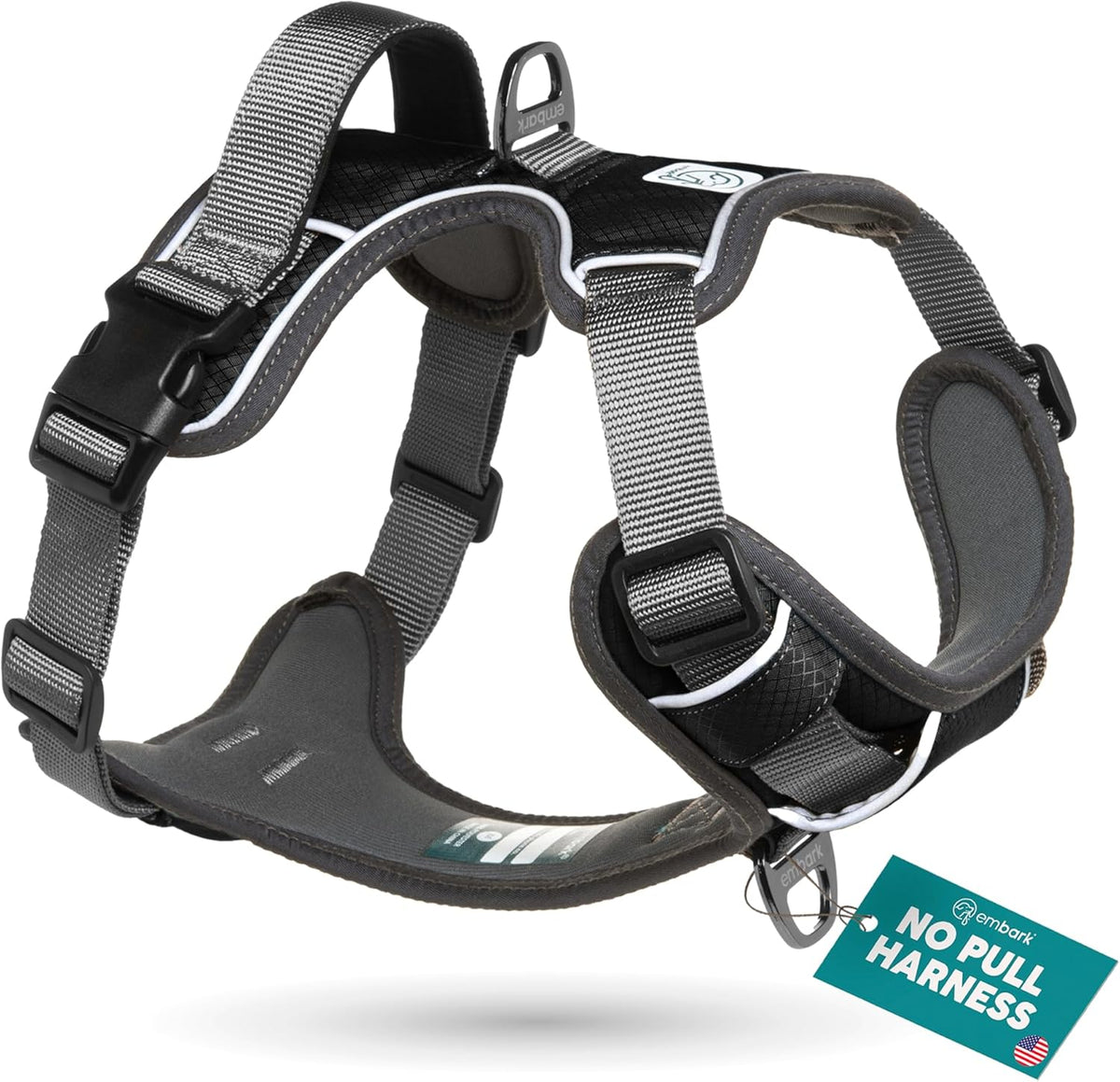 Embark Adventure Dog Harness, Reflective Trim XL Harness for Extra Large Dogs No Pull - Military