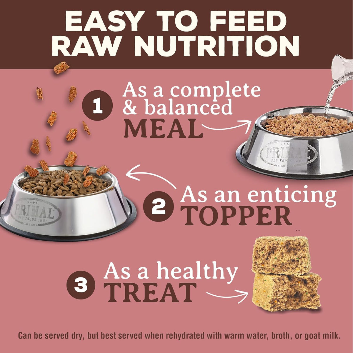 Primal Freeze Dried Raw Dog Food Nuggets, Turkey & Sardine Complete & Balanced Meal, Also Use as