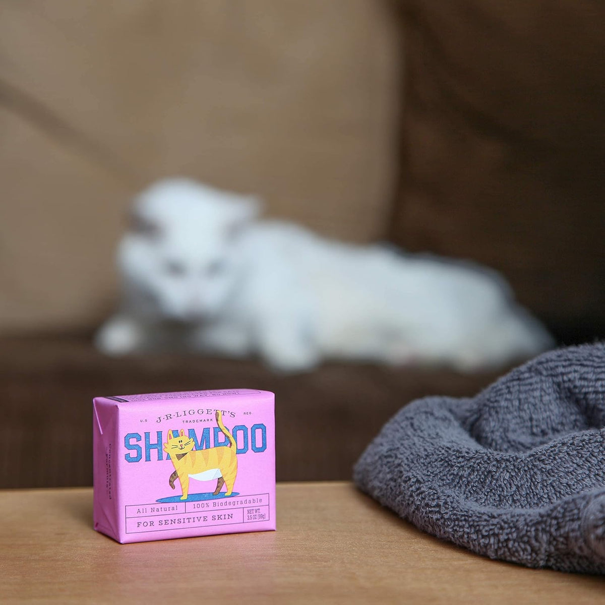 JR Liggett’s Natural Cat Shampoo Bar for Sensitive Skin - 100% Detergent Free, Non-GMO &