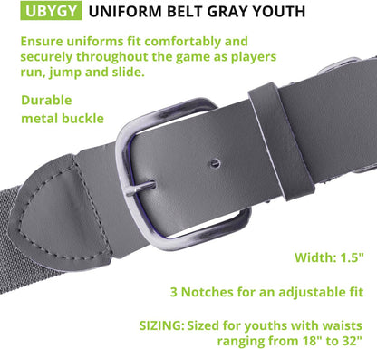 Champion Sports Baseball/Softball Uniform Belt, Comfort Stretch Fit Durable Syntex Tab - Youth &