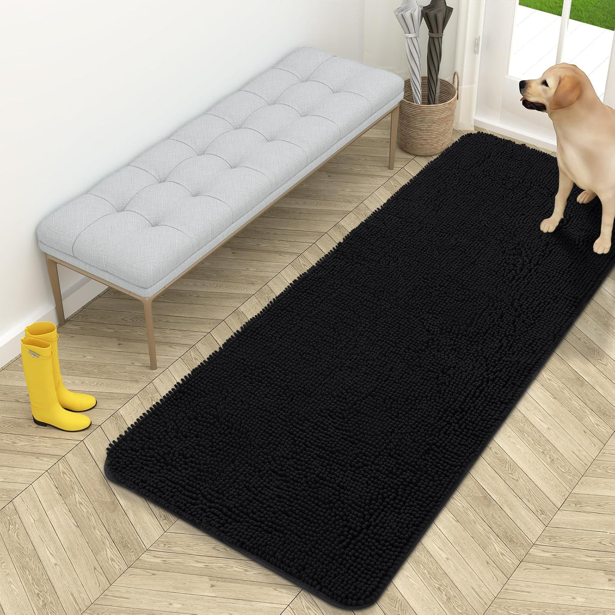 OLANLY Dog Door Mat for Muddy Paws 59x24, Absorbs Moisture and Dirt, Absorbent Non-Slip Washable