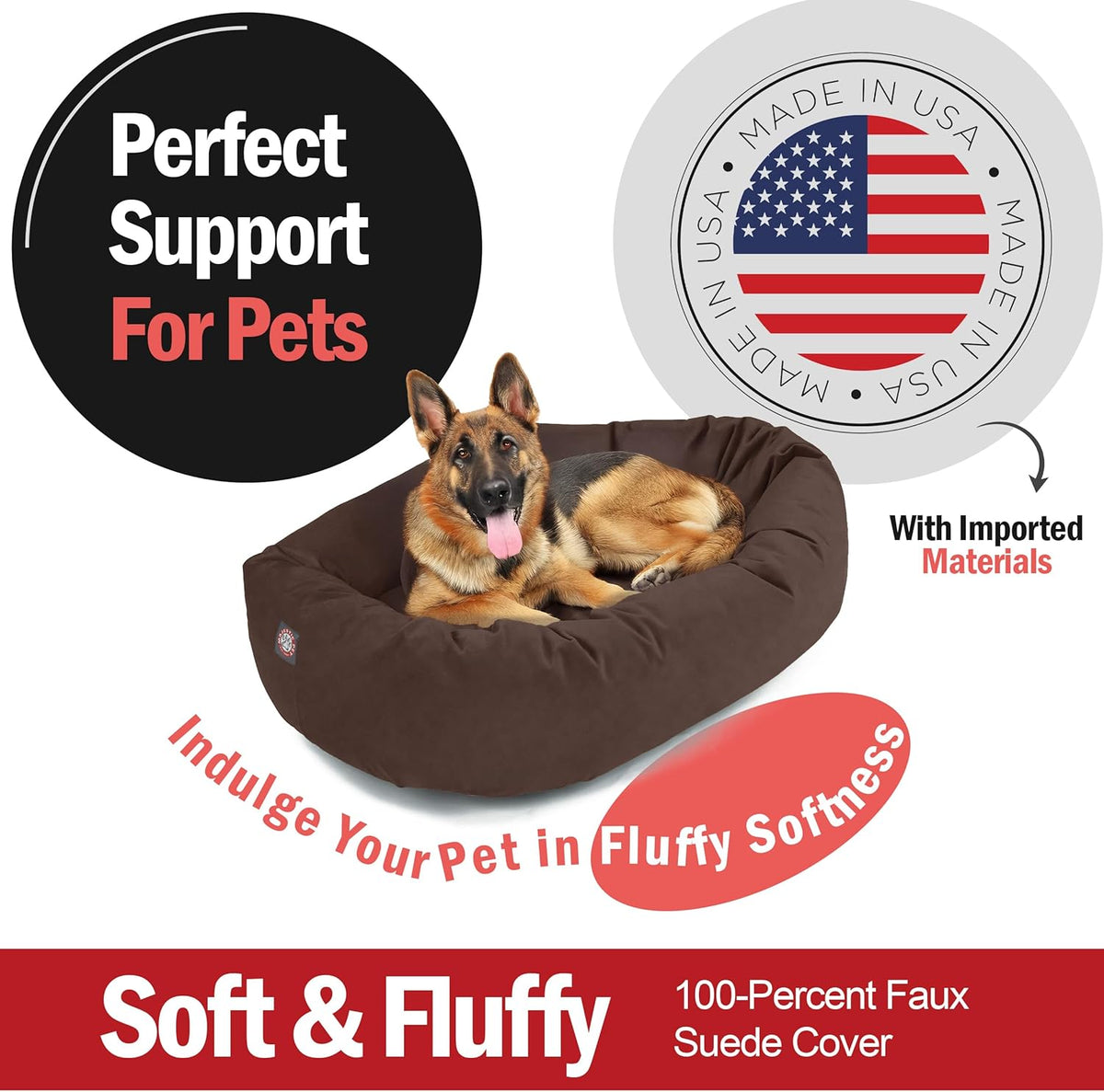 Majestic Pet 52 Inch Suede Shredded Memory Foam Mix Calming Extra Large Dog Bed Washable 52 x 35 x
