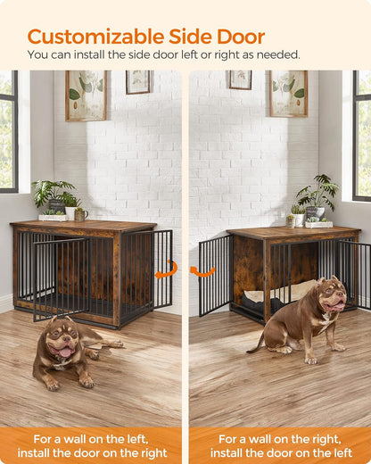 Feandrea Dog Crate Furniture, 38 Inches Dog Kennel for Dogs up to 70 lb, with Removable Tray