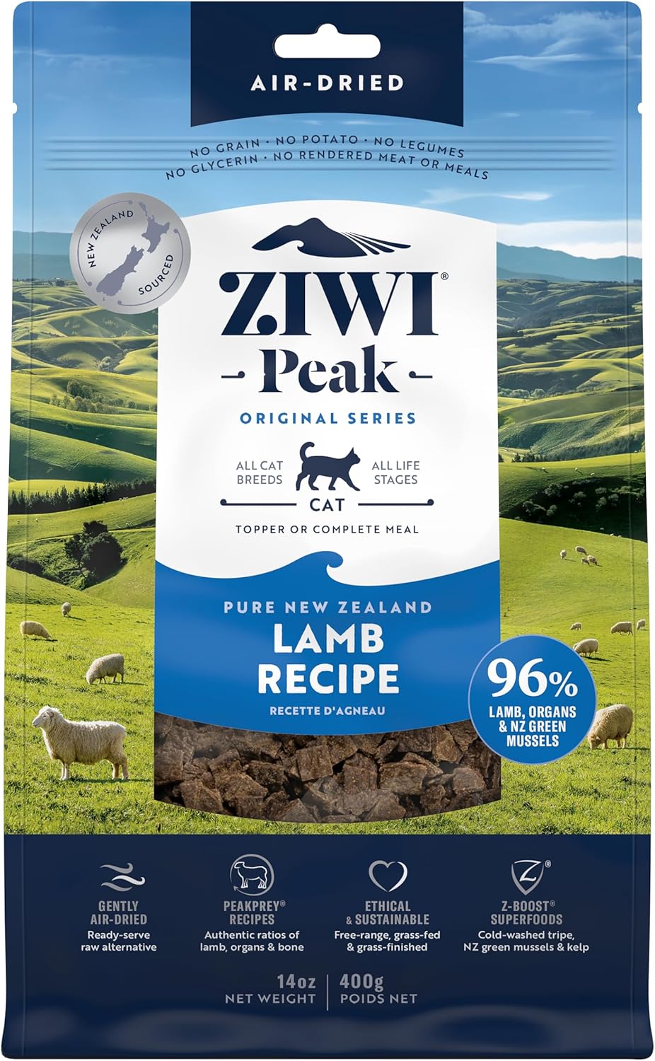 ZIWI Peak Air-Dried Cat Food – Lamb - All Natural, High Protein, Grain Free, Limited Ingredient w/