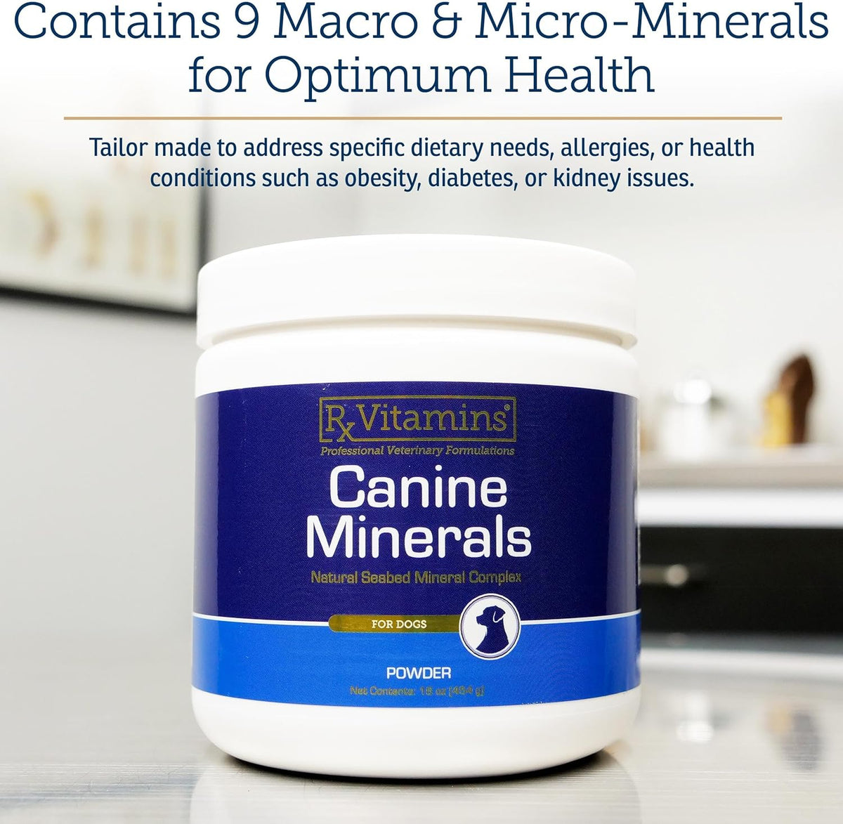 Rx Vitamins Canine Minerals - Essential Minerals for Dogs - Calcium, Magnesium, Iron Supplement