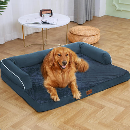 XXL Dog Bed with Bolsters, Orthopedic Dog Beds for Extra Large Dogs, Waterproof Memory Foam Dogs