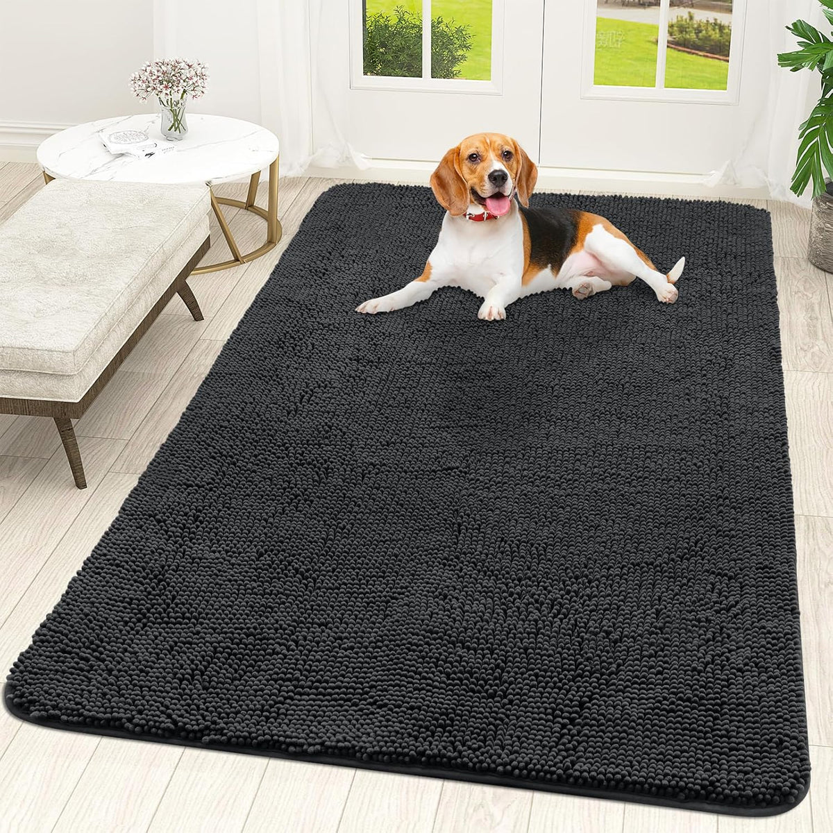 OLANLY Dog Door Mat for Muddy Paws 59x35, Absorbs Moisture and Dirt, Absorbent Non-Slip Washable