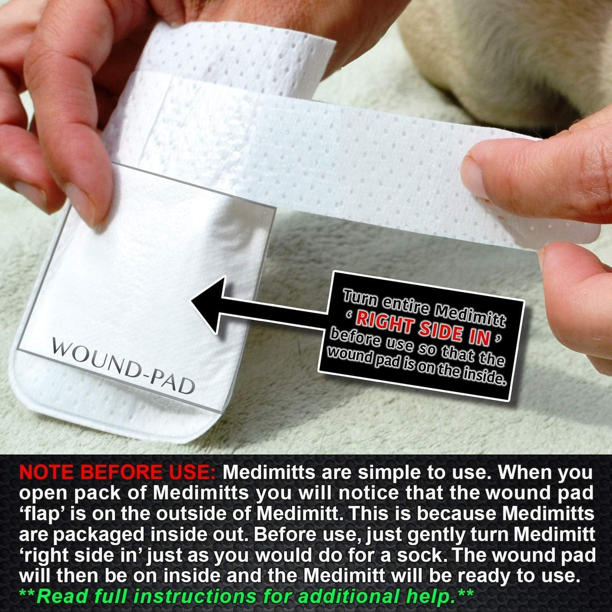 Medimitt Paw Bandages for Dogs, Cats and Pets – Stretchy Medical Booties, First Aid for Paws – Non