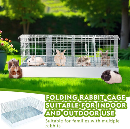 Folding Rabbit Cage, 28 x 16 x 12 in Portable Bunny Carrier with Tray and Handles for Transport