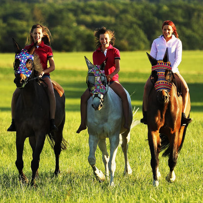 Qualirey12 Pieces Horse Fly Mask Bulk Comfortable Elasticity Mask for Horses with Ears Net UV