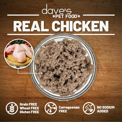Dave's Pet Food Restricted Sodium Diet for Dogs, Chicken Pate Recipe, 13.2 oz Canned Dog Food, Case