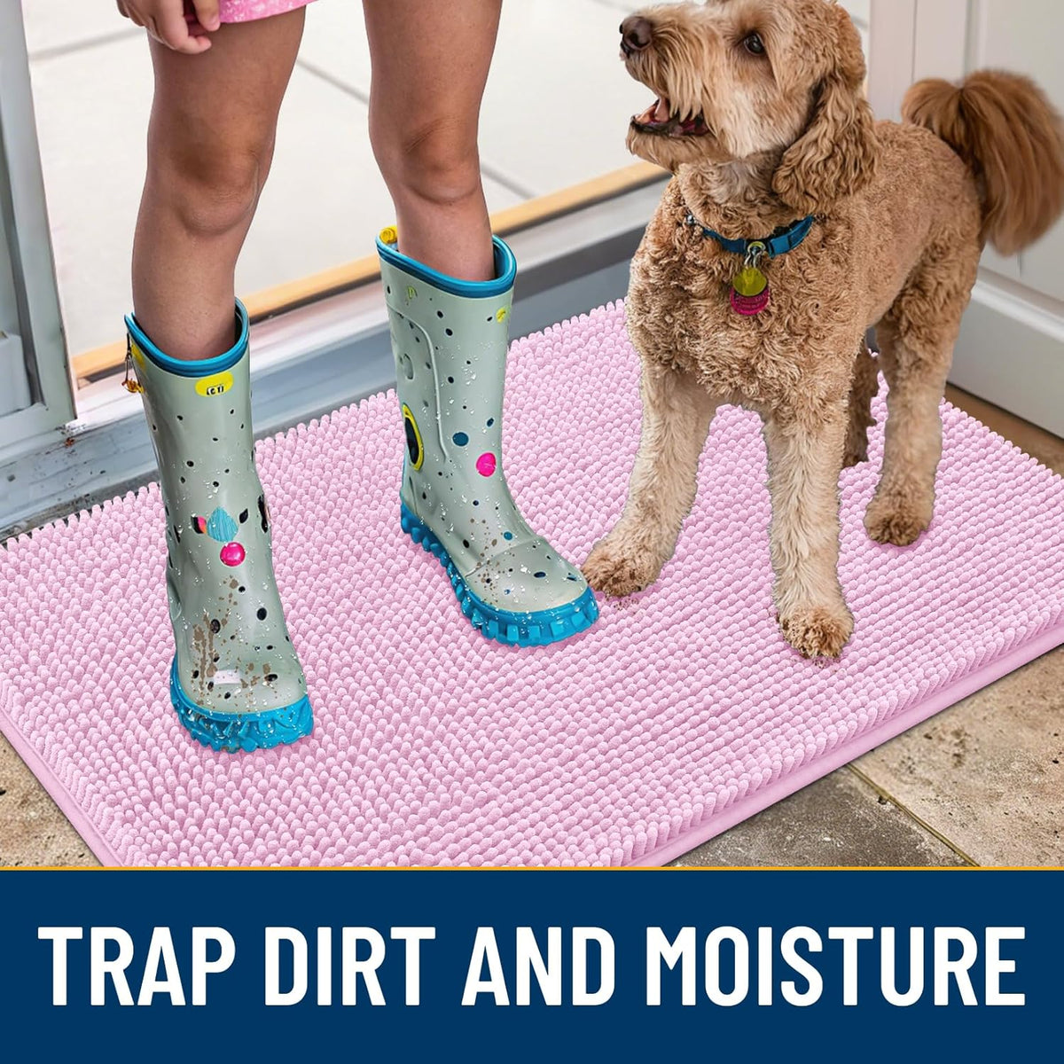 Smiry Dog Door Mat for Muddy Paws 30x20, Absorbs Moisture and Dirt Doormat, Non-Slip Washable Quick
