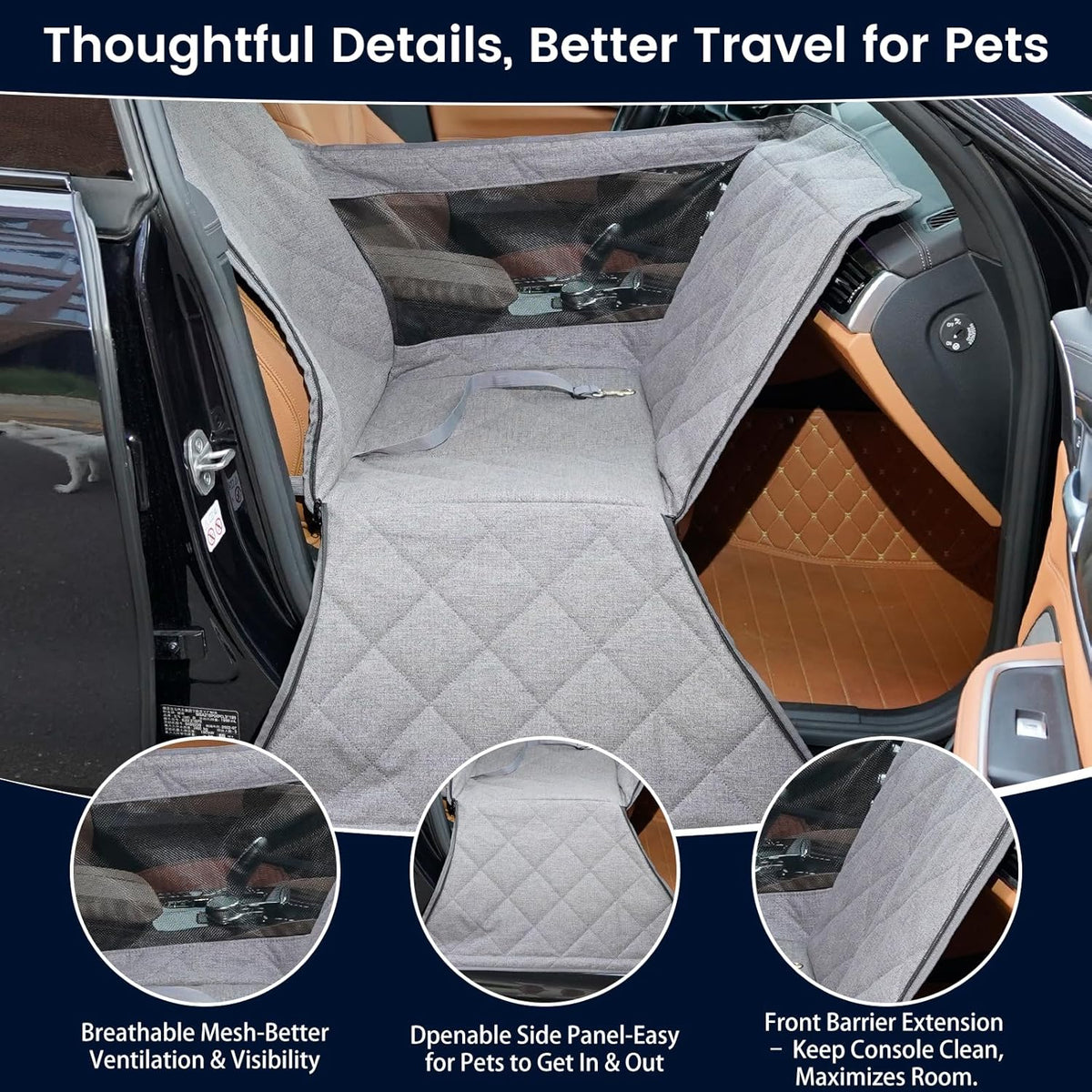 Dog Car Seat for Small/Medium Dogs with Door Protection – Full Coverage Pet Booster Seat with Mesh