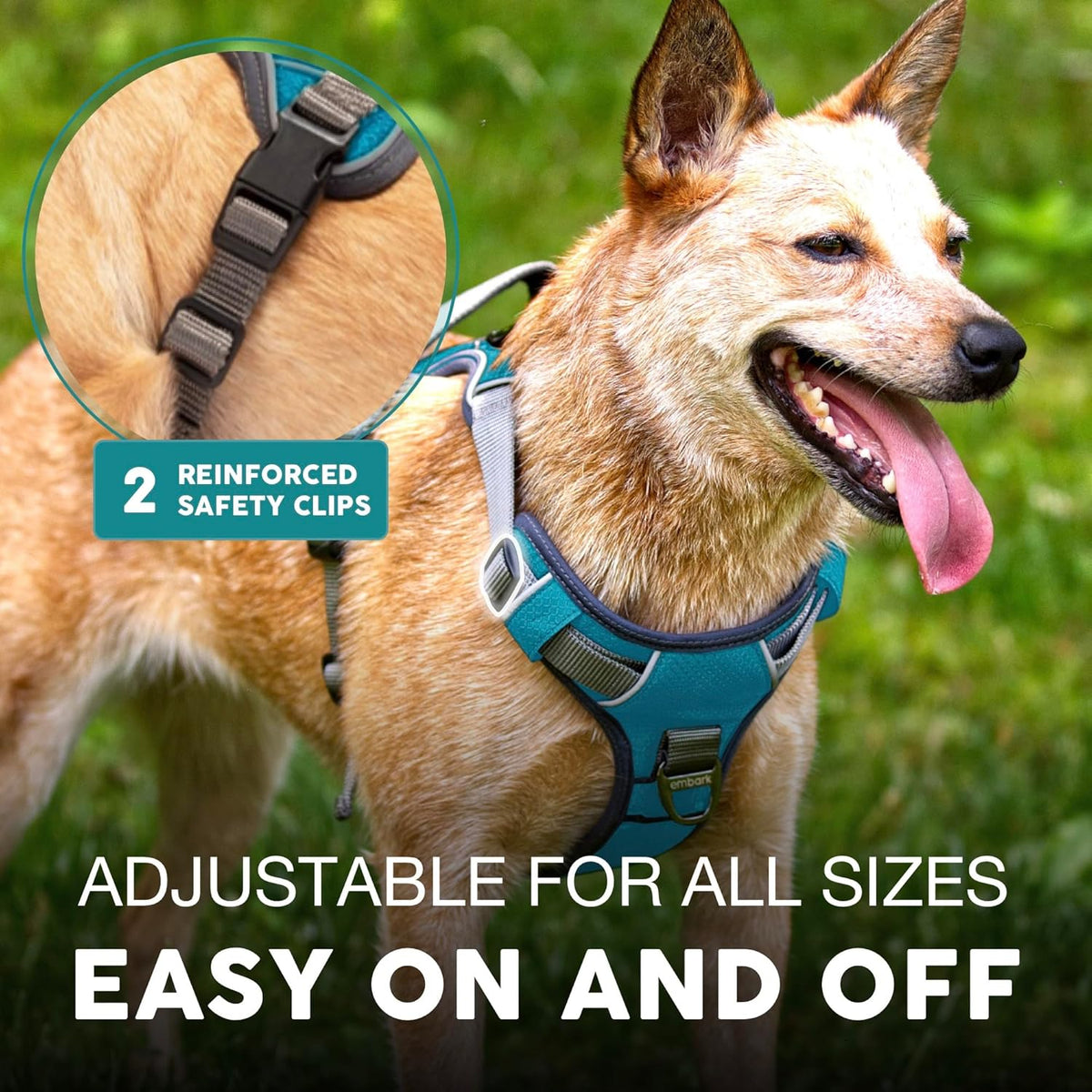 Embark Adventure Dog Harness, Reflective Trim No Pull Dog Harness Medium Sized Dogs - Military