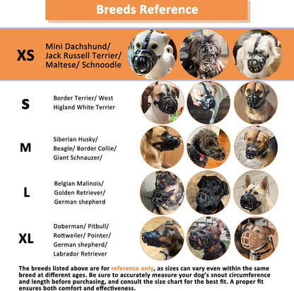 BARKLESS Dog Muzzle, Basket Muzzle for Biting, Chewing and Scavenging, Humane Cage Mouth Cover