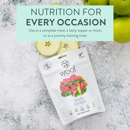 Woof Freeze Dried Dog Food - Lamb Recipe, High Protein, Dog Food Topper & Dog Treats, All Life