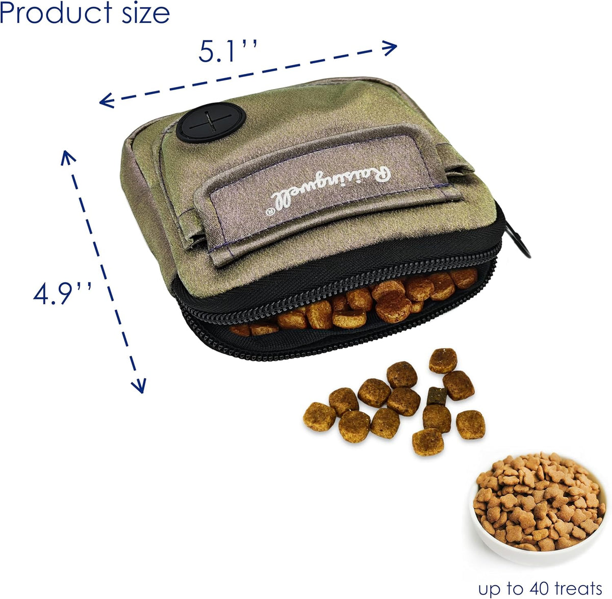 Dog Treat Pouch for Pet Walking and Training with Clicker Poop Bags and Double Bag Design Small