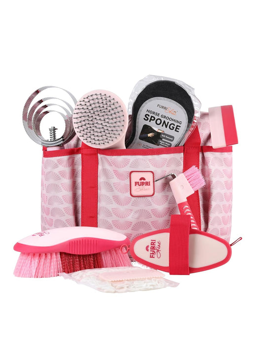 9PCS Horse Grooming Kit Curry Comb Sweat Scraper Horse Bathing Supplies Grooming Tools with Storage