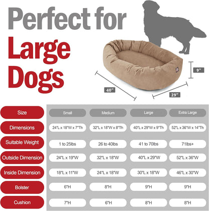 Majestic Pet 40 Inch Suede Shredded Memory Foam Mix Calming Large Dog Bed Washable 40 x 29 x 9