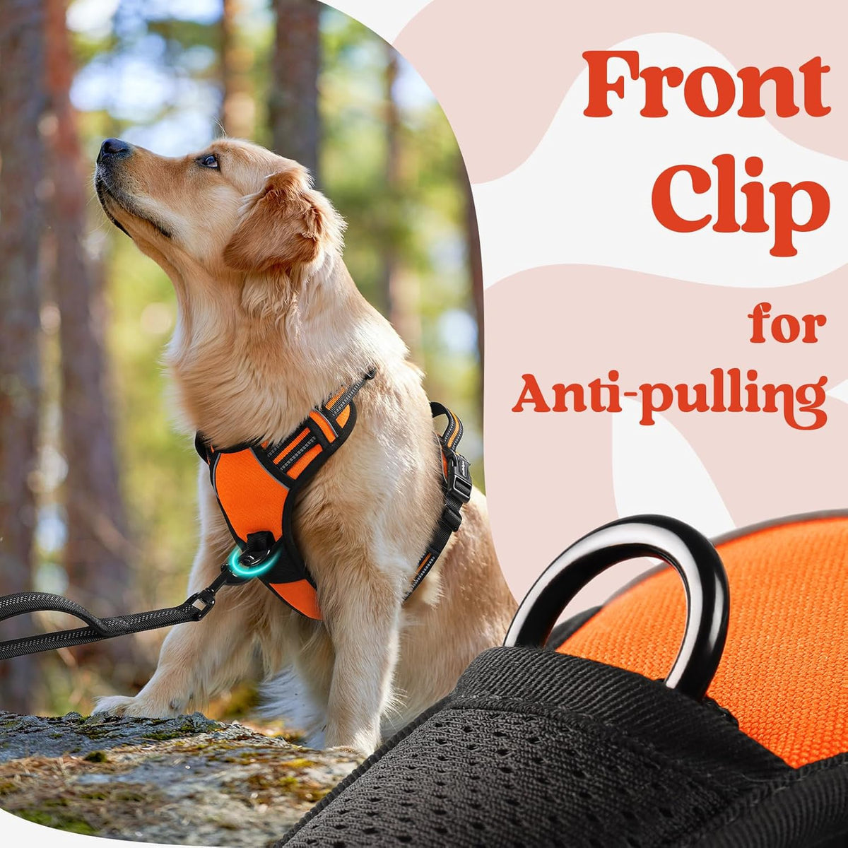 rabbitgoo Dog Harness for Large, No Pull Pet Harness with 3 Buckles, Adjustable Soft Padded Vest