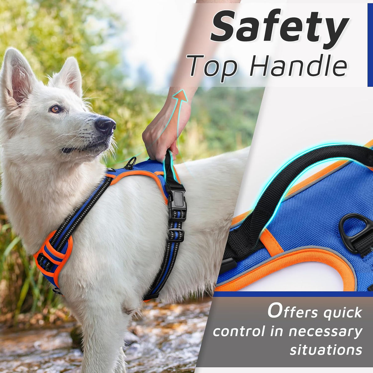 Eagloo Dog Harness Small Sized Dog, No Pull Service Vest with Reflective Strips and Control Handle