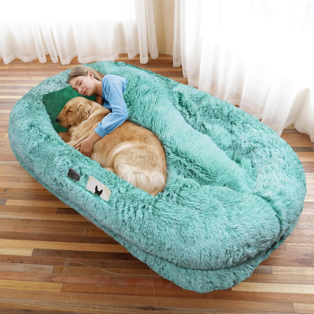 Human Dog Bed, 71''x45''x12'' Size Fits You and Pets, Washable Faux Fur Pet Bed for People Doze