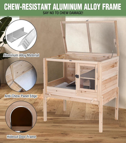 GUTINNEEN Guinea Pig Cage Rabbit Cage Indoor with Chew-Proof Edges, Clean Deep Tray, Leakproof PVC