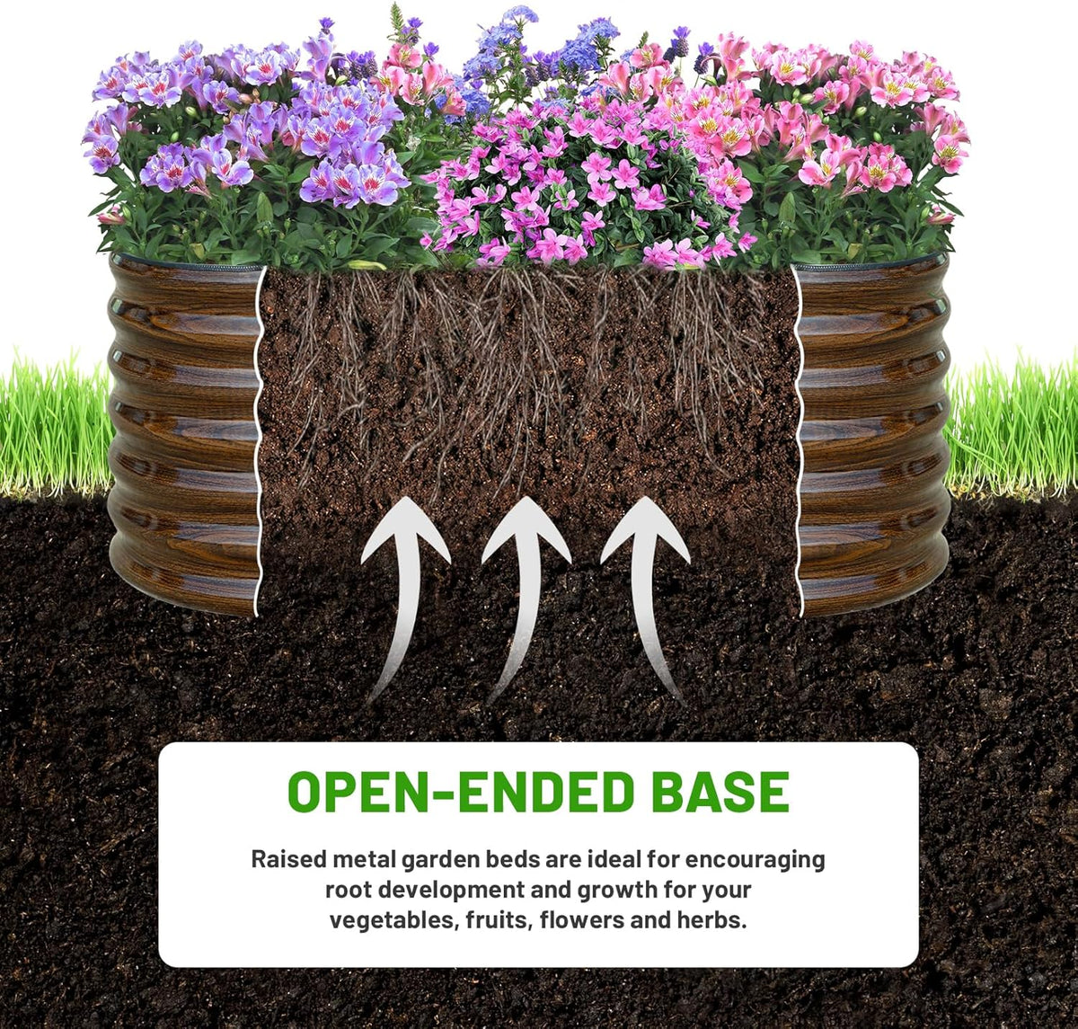 SnugNiture Galvanized Steel Raised Garden Bed, 4x2x2 ft, Outdoor Oval Deep Root Planter Box for