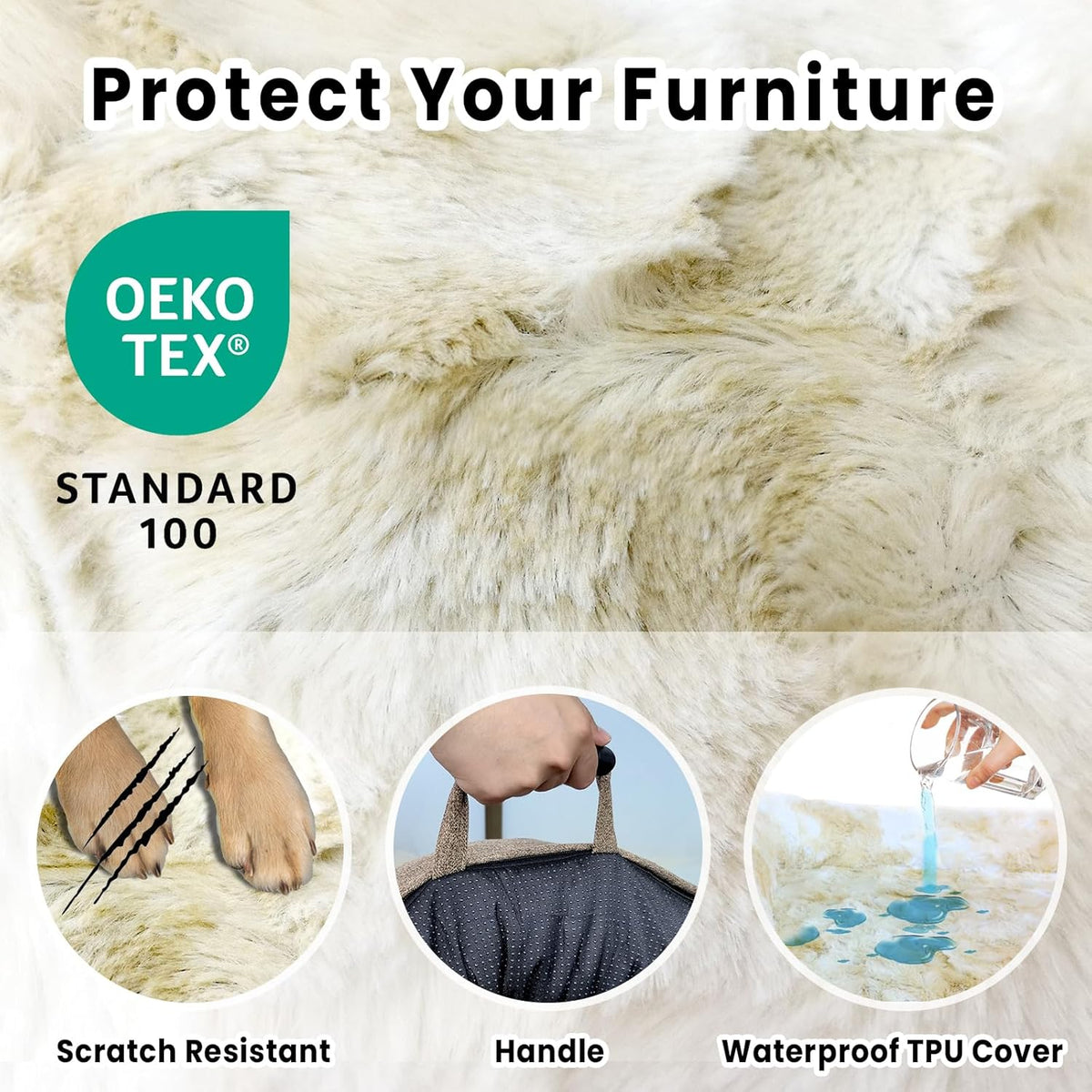 Calming Dog Couch Bed for Large Dogs, 41 x 37 inch Waterproof Removable Dogs Mat Couch Cover for