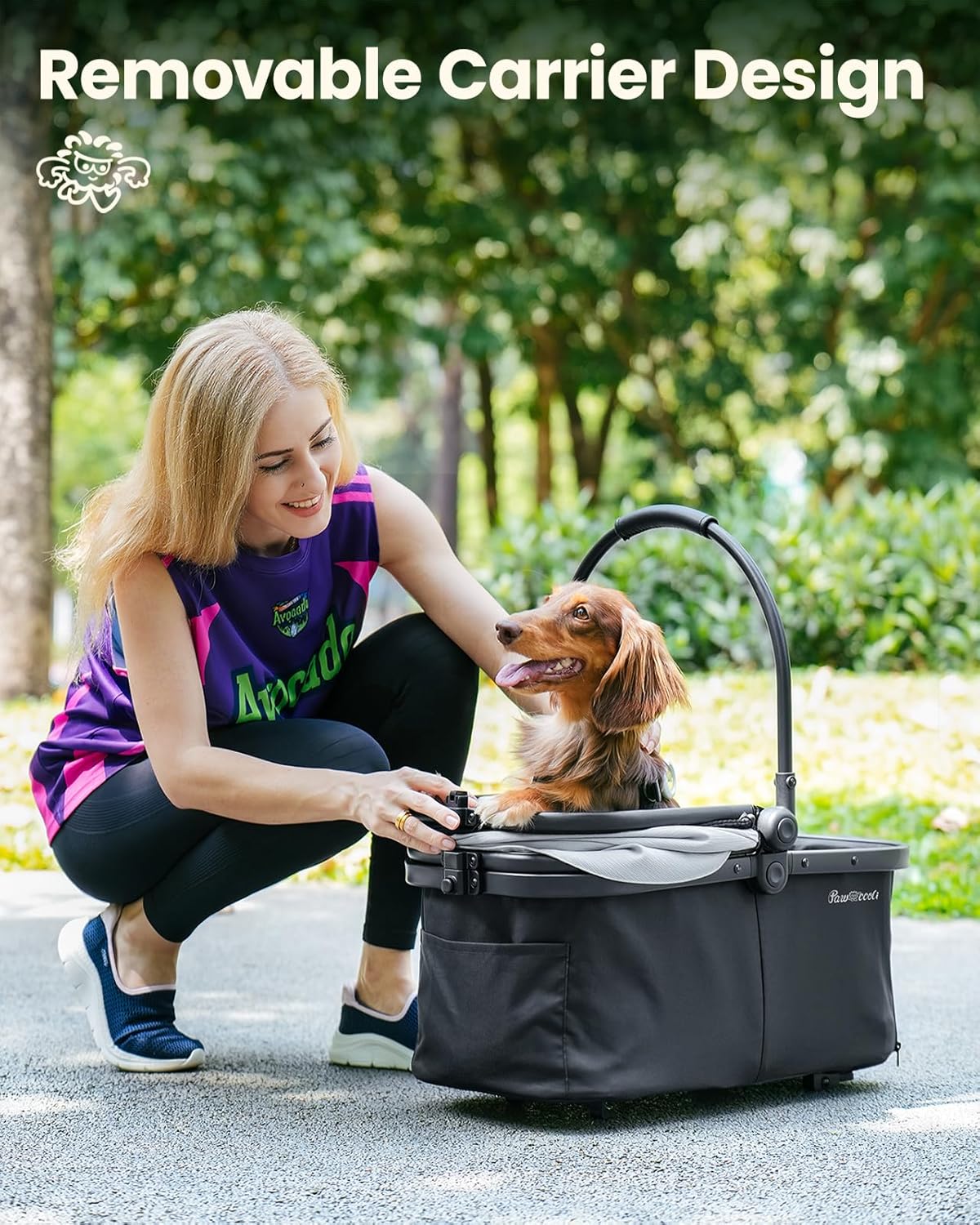 Pet Stroller for Small Dogs and Cats, One-Click Foldable Dog Stroller with Detachable Carrier & 3