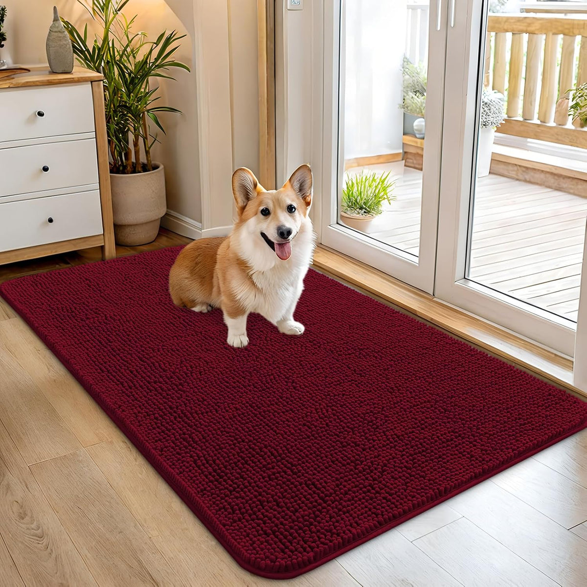 OLANLY Dog Door Mat for Muddy Paws 45x27, Absorbs Moisture and Dirt, Absorbent Non-Slip Washable