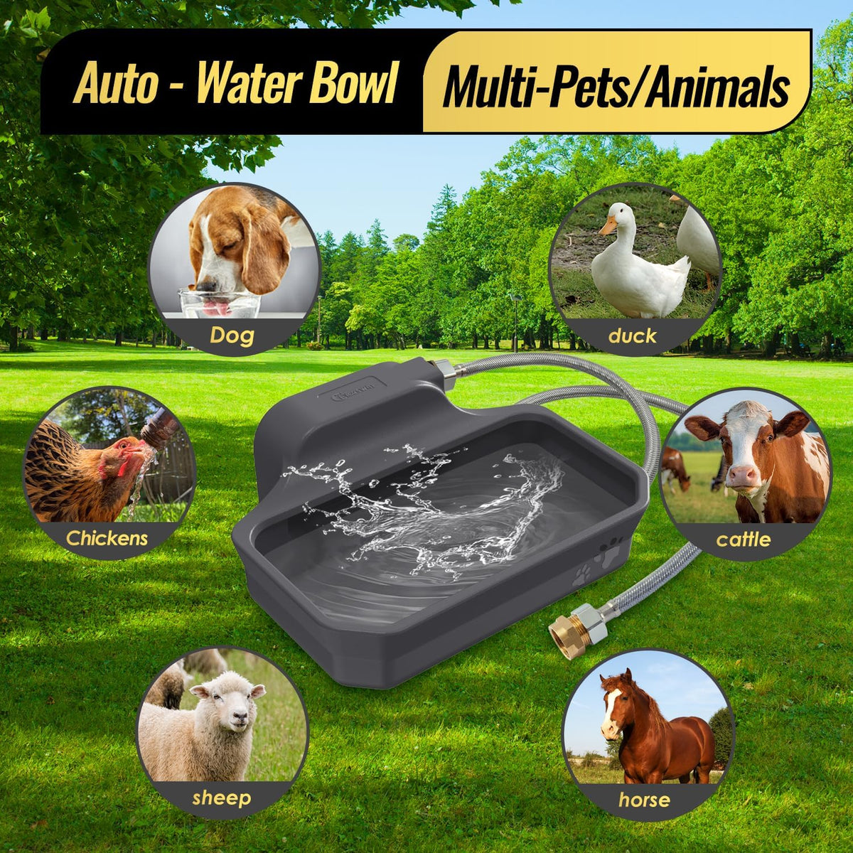 135OZ Automatic Water Dispenser for Large Dogs Patented Outdoor Dog Water Bowl Dispenser Automatic