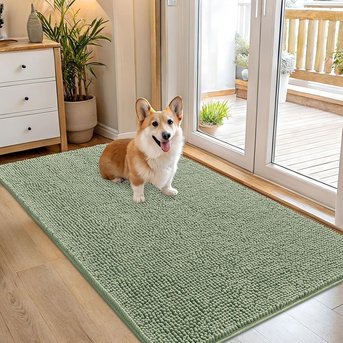 OLANLY Dog Door Mat for Muddy Paws 54x32, Absorbs Moisture and Dirt, Absorbent Non-Slip Washable